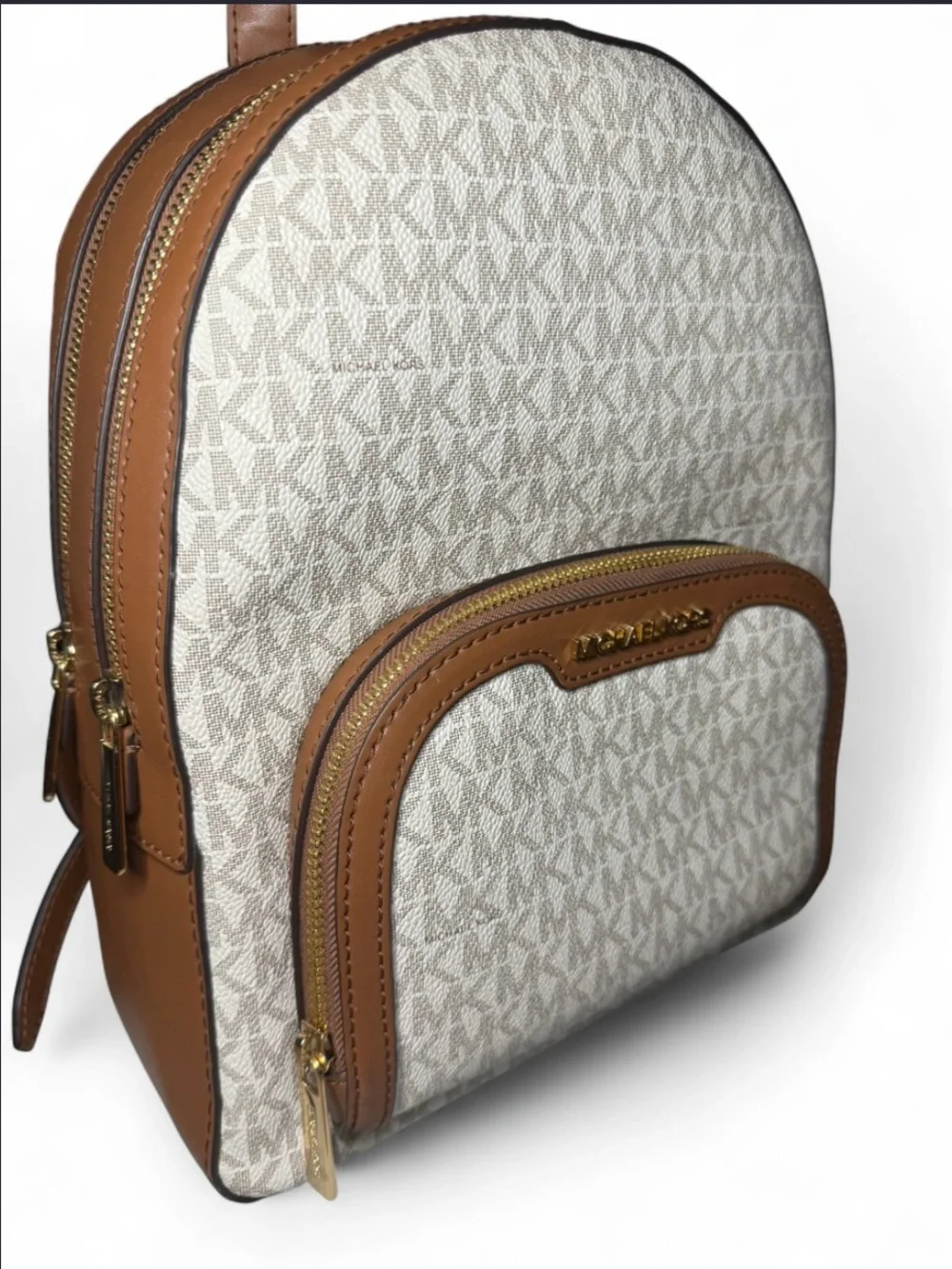🤎 NWOT Michael Kors Jaycee Medium Logo Backpack - Vanilla/Acorn 🤎